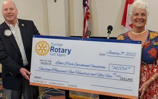 Sunrise Rotary Fort Myers donates $14,554.59 to Lakes Park Enrichment Foundation Non-Profit Organization.